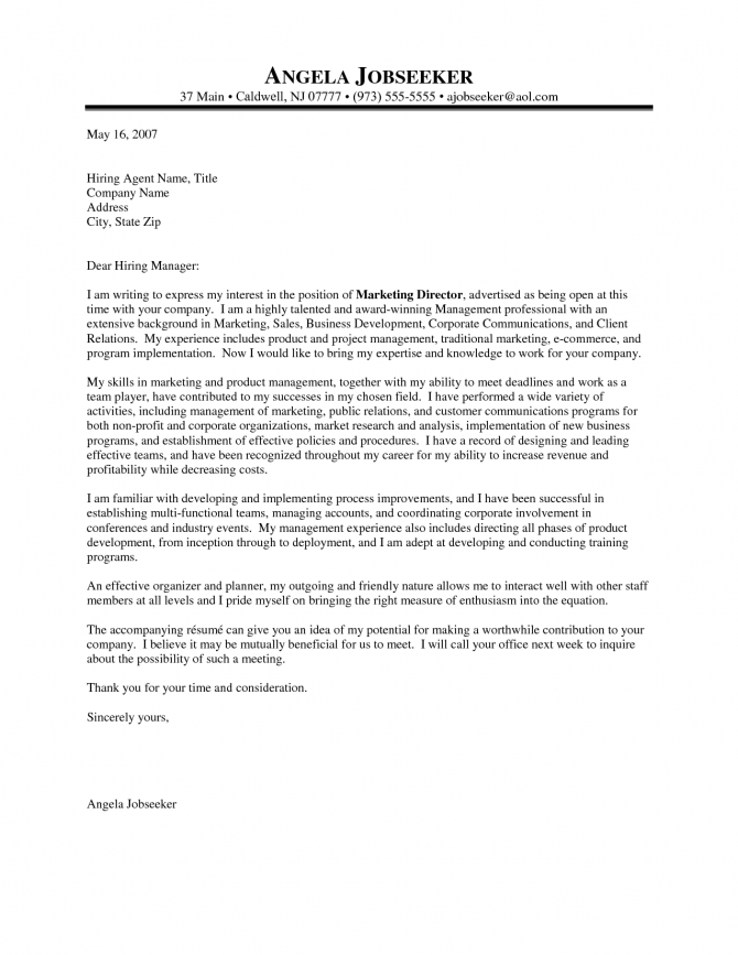Resume Example Example Of Cover Letter Simple  General Example Of