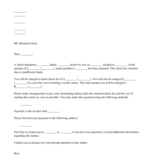 Returned Check Letter Template 2184