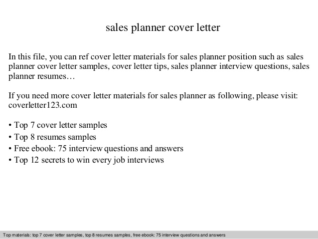 Sales Planner Cover Letter