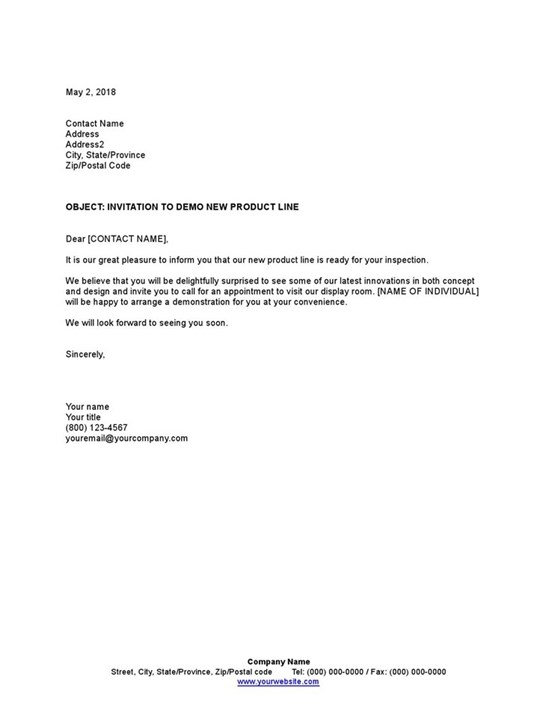 Sample Invitation To Demo New Product Line Template Sample Invitation To Demo New Product Line Template