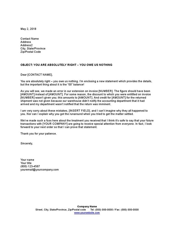 Sample You Are Absolutely Right You Owe Us Nothing Template Sample You Are Absolutely Right You Owe Us Nothing Template