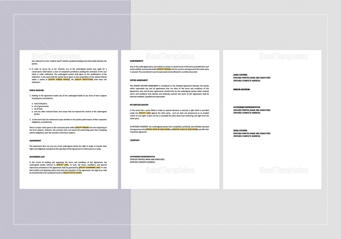 Senior Advisor Agreement Template In Word  Apple Pages