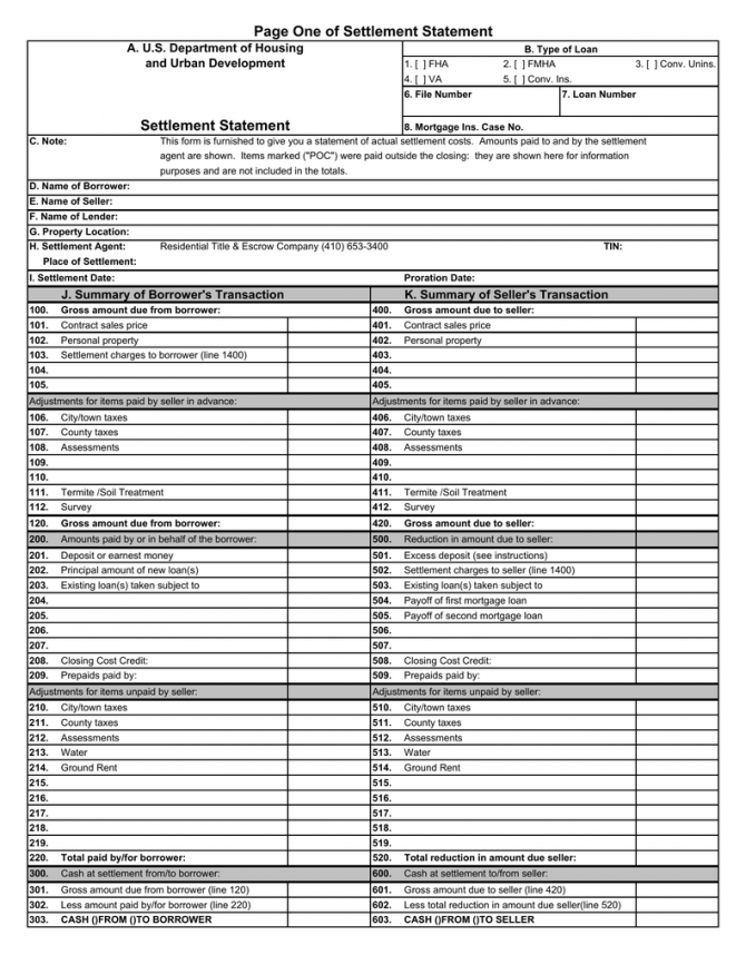 Settlement Statement Gotilo