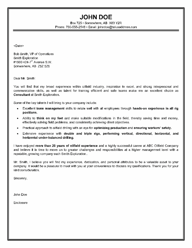 This Oilfield Consultant Cover Letter Highlights Oil And Gas