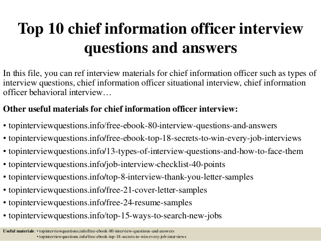 Top  Chief Information Officer Interview Questions And Answers