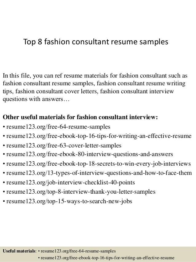 Top  Fashion Consultant Resume Samples