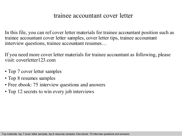 Trainee Accountant Cover Letter