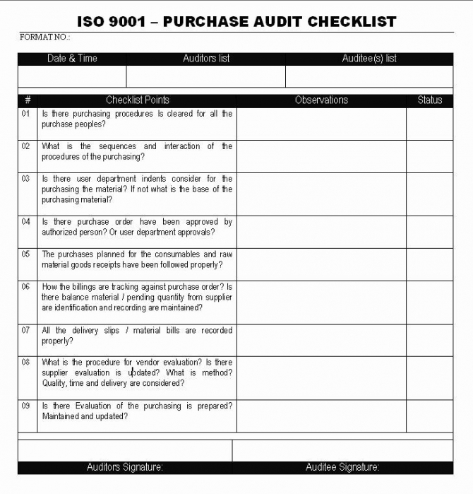 Vendor Audit Checklist Template Fresh Internal Quality Management