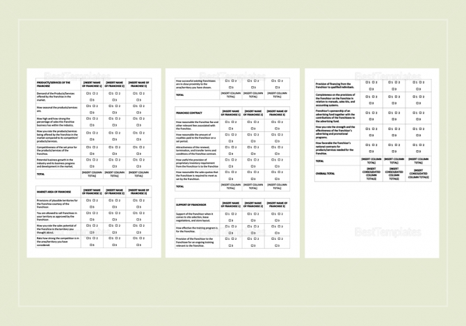 Worksheet Franchise Comparison Template In Word Apple Pages Worksheet Franchise Comparison Template In Word Apple Pages